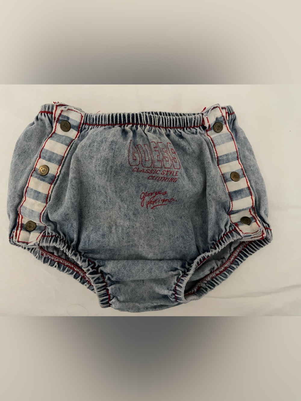 Vintage Guess Georges Marciano Acid Wash Denim Bloomers Diaper Cover 24 Months